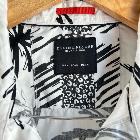 Denim and Flower | Men's White Palm Tree Print Shirt - Picture 4 of 10